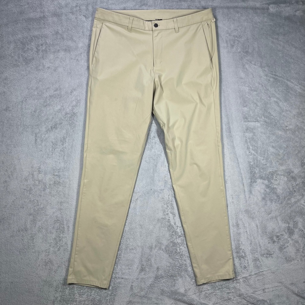 Lululemon Commission Slim-Fit Pants Mens 38 Khaki Tan Performance Chino READ